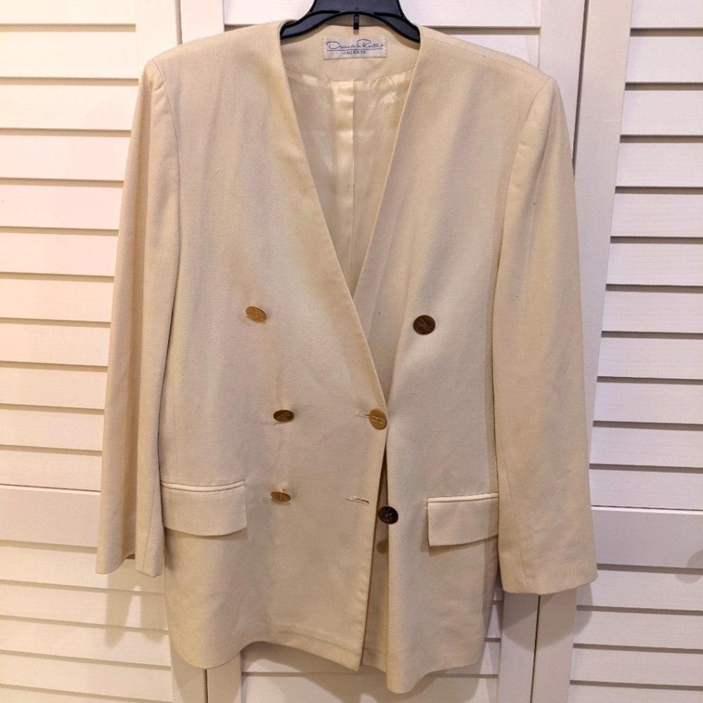 Oscar de la Renta Collarless Jacket - L